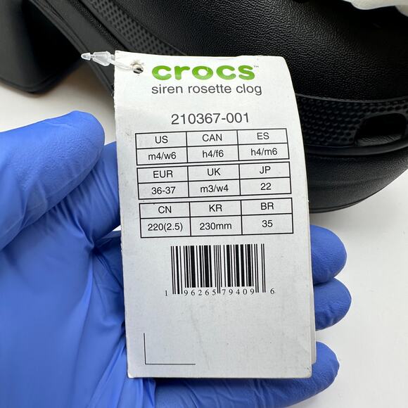 CROCS Women's 6 Siren Rosette Clog Black White Flower Heels 210367-001 - Picture 5 of 5